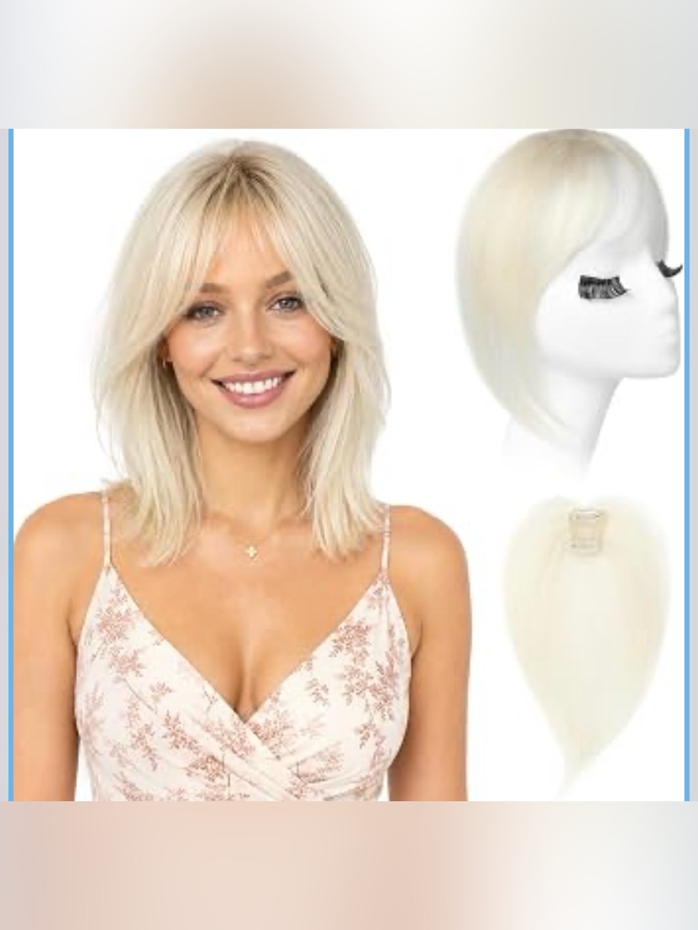 Hair Topper with Bangs  10” Top Piece Synthetic